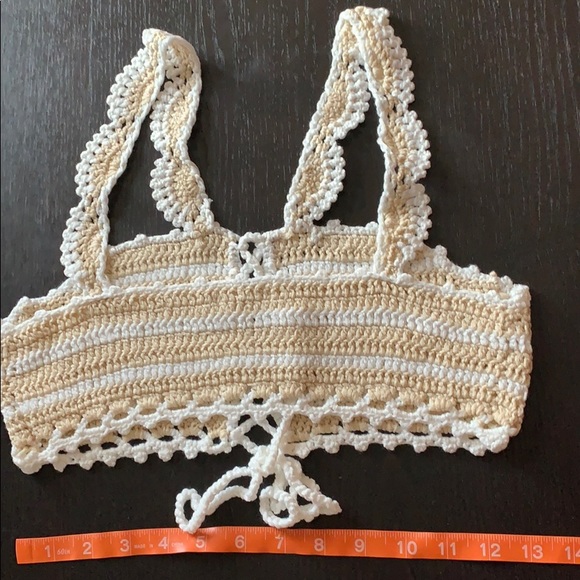 Fashion Nova Striped crochet CROPPED Top M/L - Picture 4 of 7